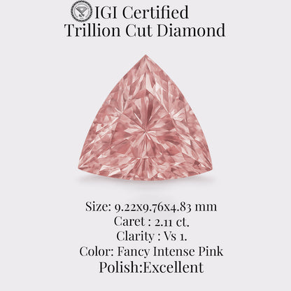 Trillion 2.11 Ct International Gemological Institute Certified Fancy Intense Pink Diamond – Finora Jewelry