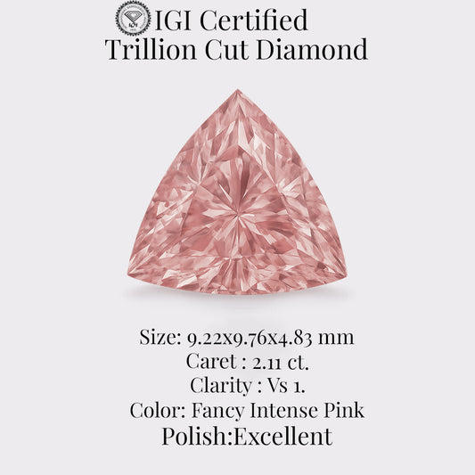 Trillion 2.11 Ct International Gemological Institute Certified Fancy Intense Pink Diamond – Finora Jewelry