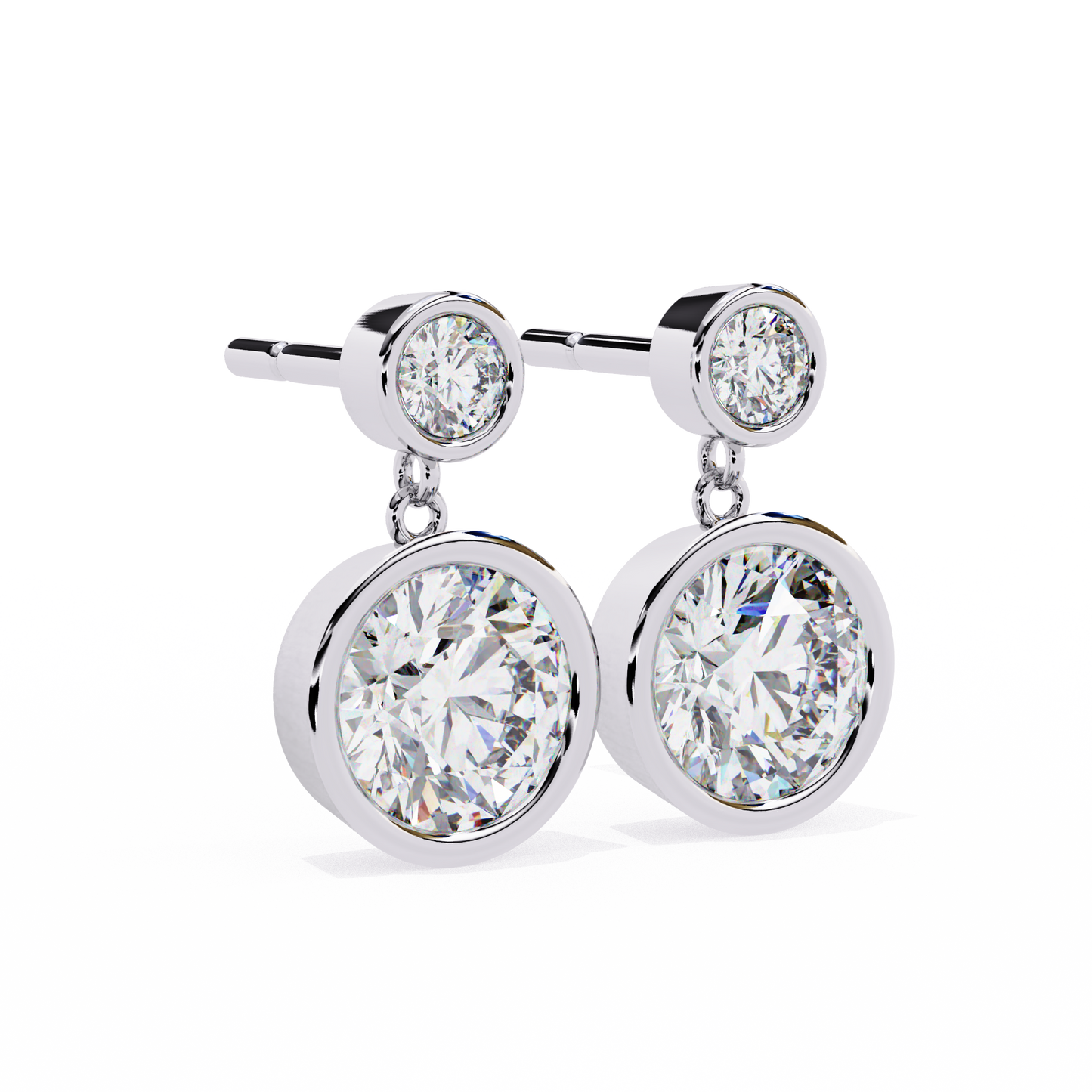 modern bezel drop moissanite earrings | finora jewelry