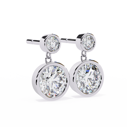 Modern Bezel Drop Moissanite Earrings | Finora Jewelry