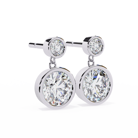 Modern Bezel Drop Moissanite Earrings | Finora Jewelry