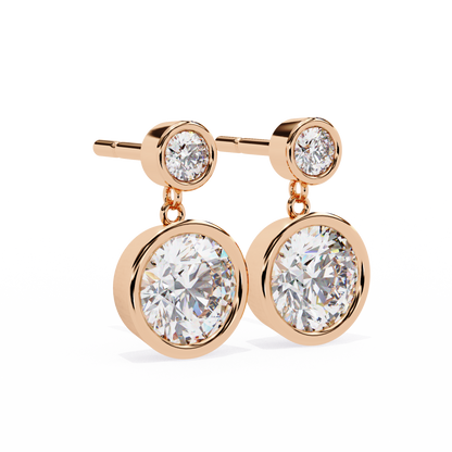 Modern Bezel Drop Moissanite Earrings | Finora Jewelry