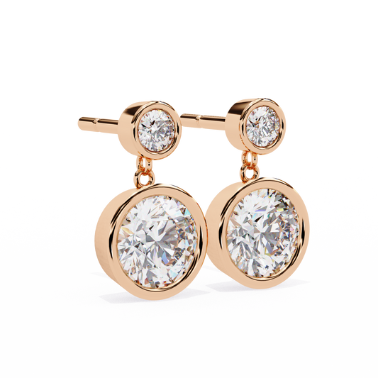 Modern Bezel Drop Moissanite Earrings | Finora Jewelry