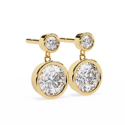 Modern Bezel Drop Moissanite Earrings | Finora Jewelry