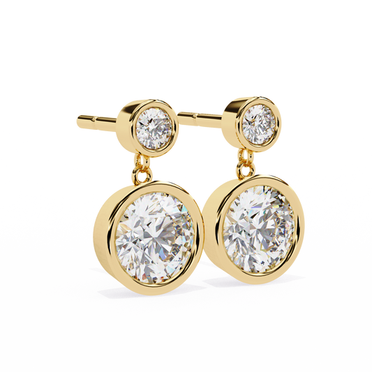 Modern Bezel Drop Moissanite Earrings | Finora Jewelry