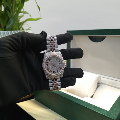 White & Rose Iced Out 36mm Women Watch – Bust Down Watch