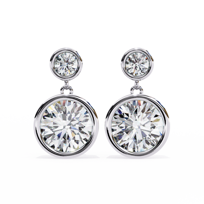 Modern Bezel Drop Moissanite Earrings | Finora Jewelry