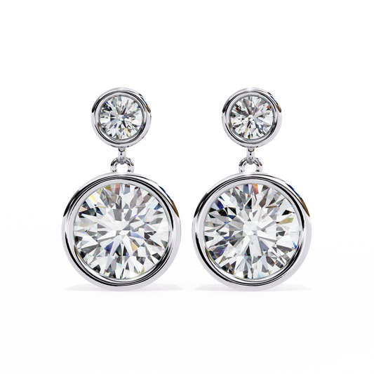Modern Bezel Drop Moissanite Earrings | Finora Jewelry