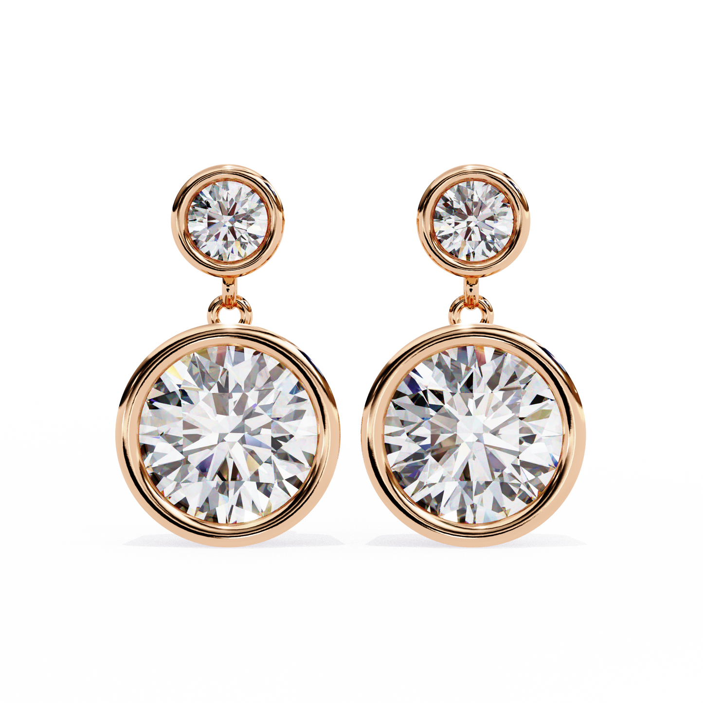 modern bezel drop moissanite earrings | finora jewelry
