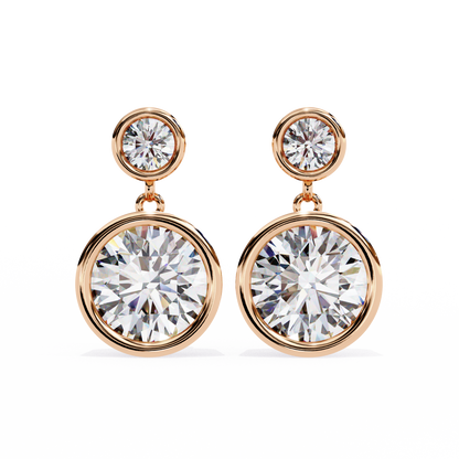 Modern Bezel Drop Moissanite Earrings | Finora Jewelry