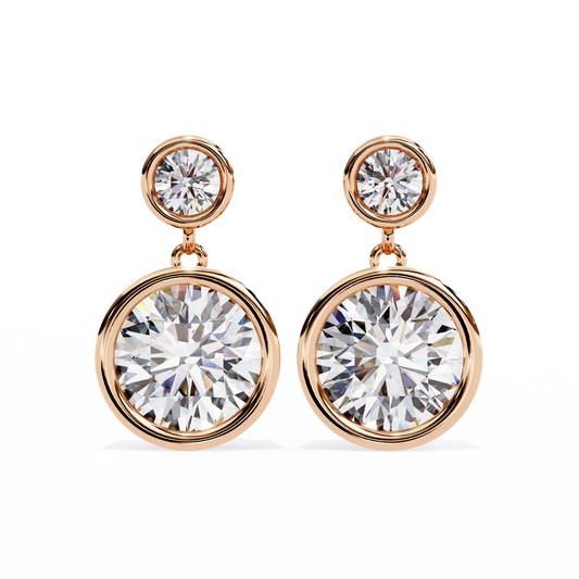 Modern Bezel Drop Moissanite Earrings | Finora Jewelry