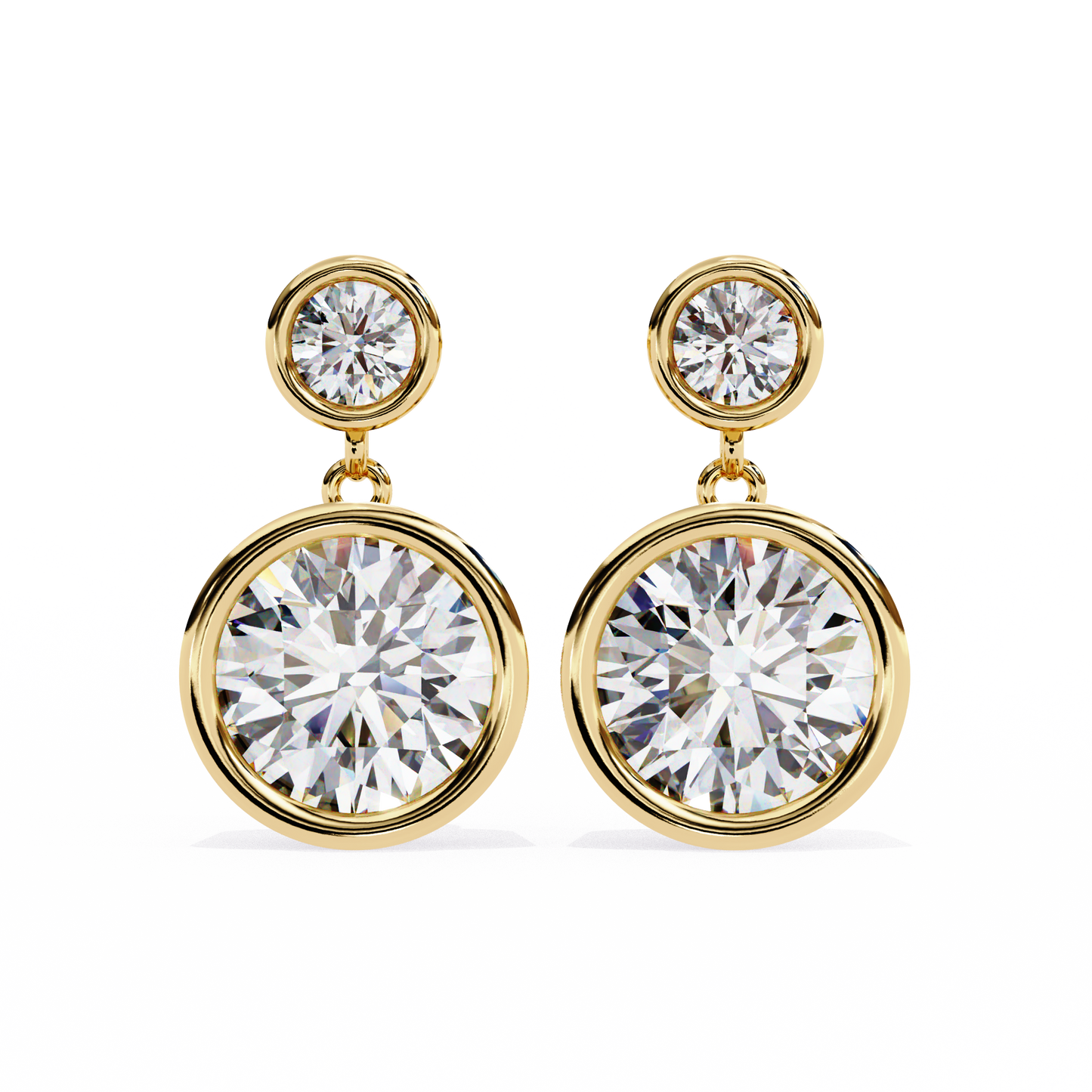modern bezel drop moissanite earrings | finora jewelry