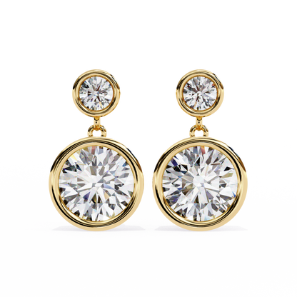 Modern Bezel Drop Moissanite Earrings | Finora Jewelry