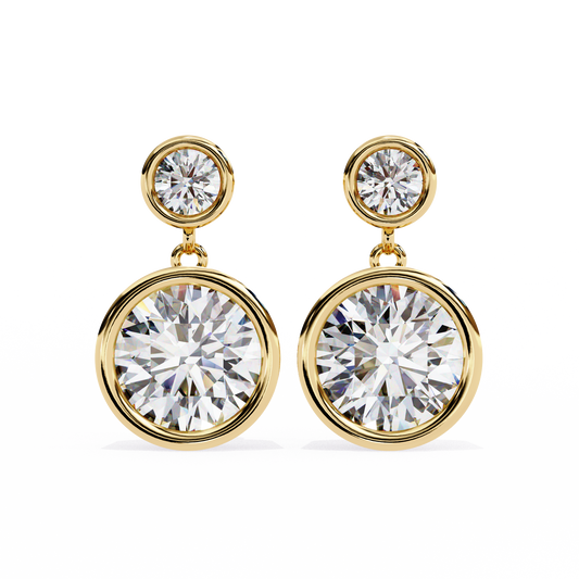 Modern Bezel Drop Moissanite Earrings | Finora Jewelry