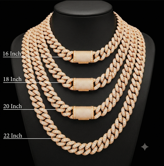 19mm Iced-Out Moissanite Gold Miami Cuban Link Chain