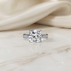 Cushion Cut Diamond Engagement Ring with Pavé Band – Classic Sparkle in White Gold or Platinum – Finora Elegant Solitaire Design – Timeless Gift for Her