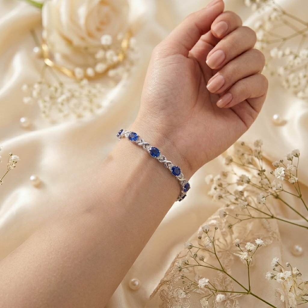celeste sapphire & moissanite twist bracelet – finora jewelry