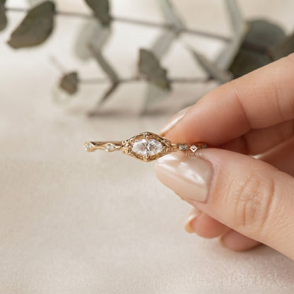 Dainty Solitaire Marquise Engagement Ring – Minimalist Bridal Ring