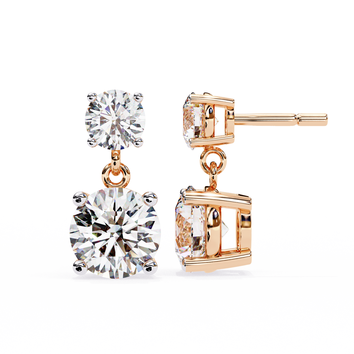 double round moissanite drop earrings in 925 silver, 10k, or 14k gold| finora jewelry