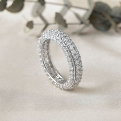Round Cut Moissanite Full Eternity Wedding Band in 925 Sterling Silver – Finora Jewelry