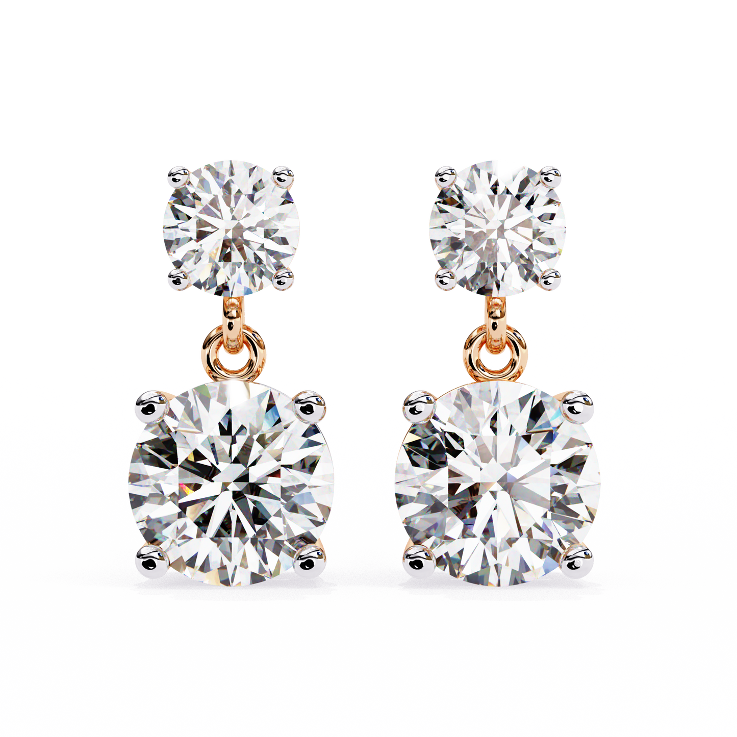 double round moissanite drop earrings in 925 silver, 10k, or 14k gold| finora jewelry