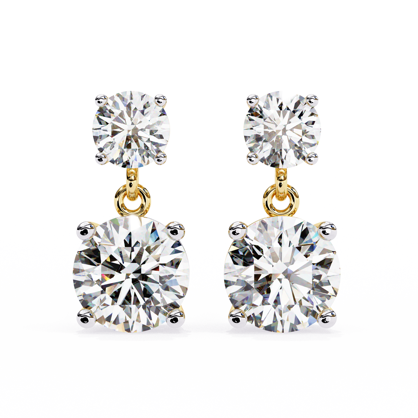 double round moissanite drop earrings in 925 silver, 10k, or 14k gold| finora jewelry