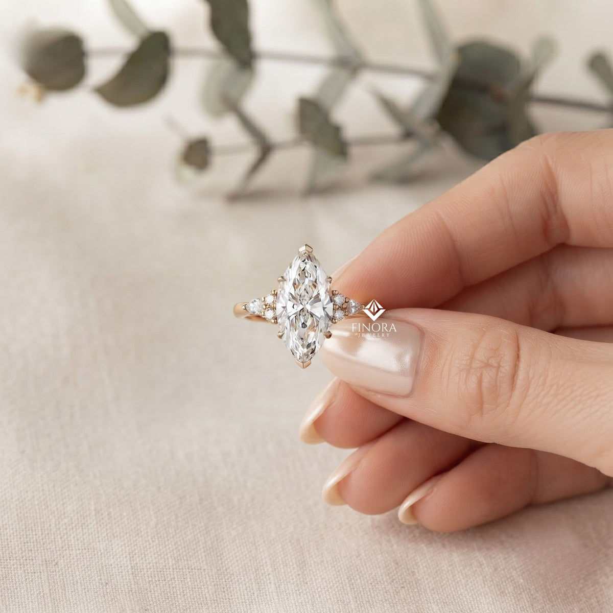 marquise cluster bridal set – celestial crown ring