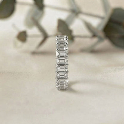 Emerald Cut Diamond Eternity Wedding Band – Full Circle Design in 925 Silver, 10K/14K Rose, White & Yellow Gold, or Platinum – Finora Signature Sparkle for Her