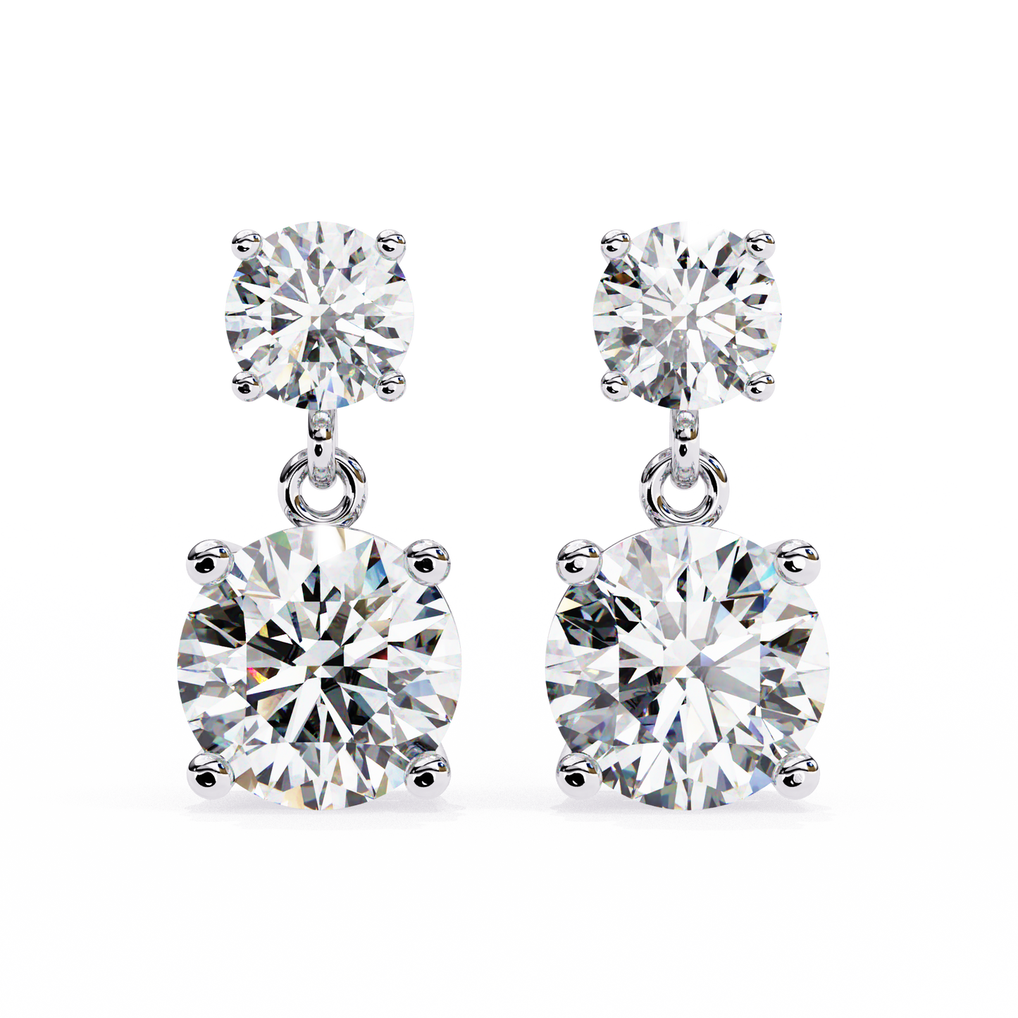double round moissanite drop earrings in 925 silver, 10k, or 14k gold| finora jewelry