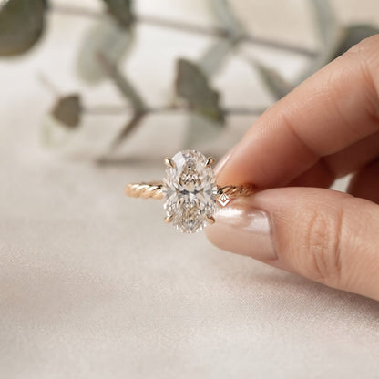 Twisted Band Oval Ring – Luxury Handmade Gold Jewelry – Timeless Engagement Ring