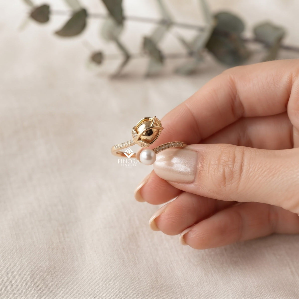 tulip flower ring –  dainty floral gold jewelry for her
