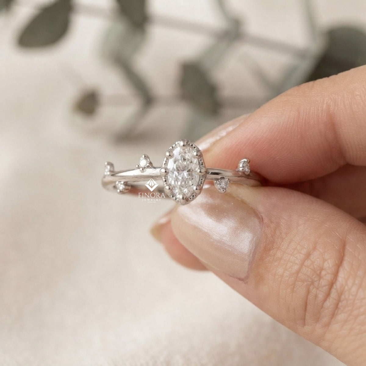 dainty branch stacking ring – minimalist diamond twig band  – delicate nature inspired jewelry