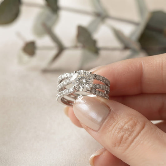 Round Cut Multi-Band Diamond Engagement Ring