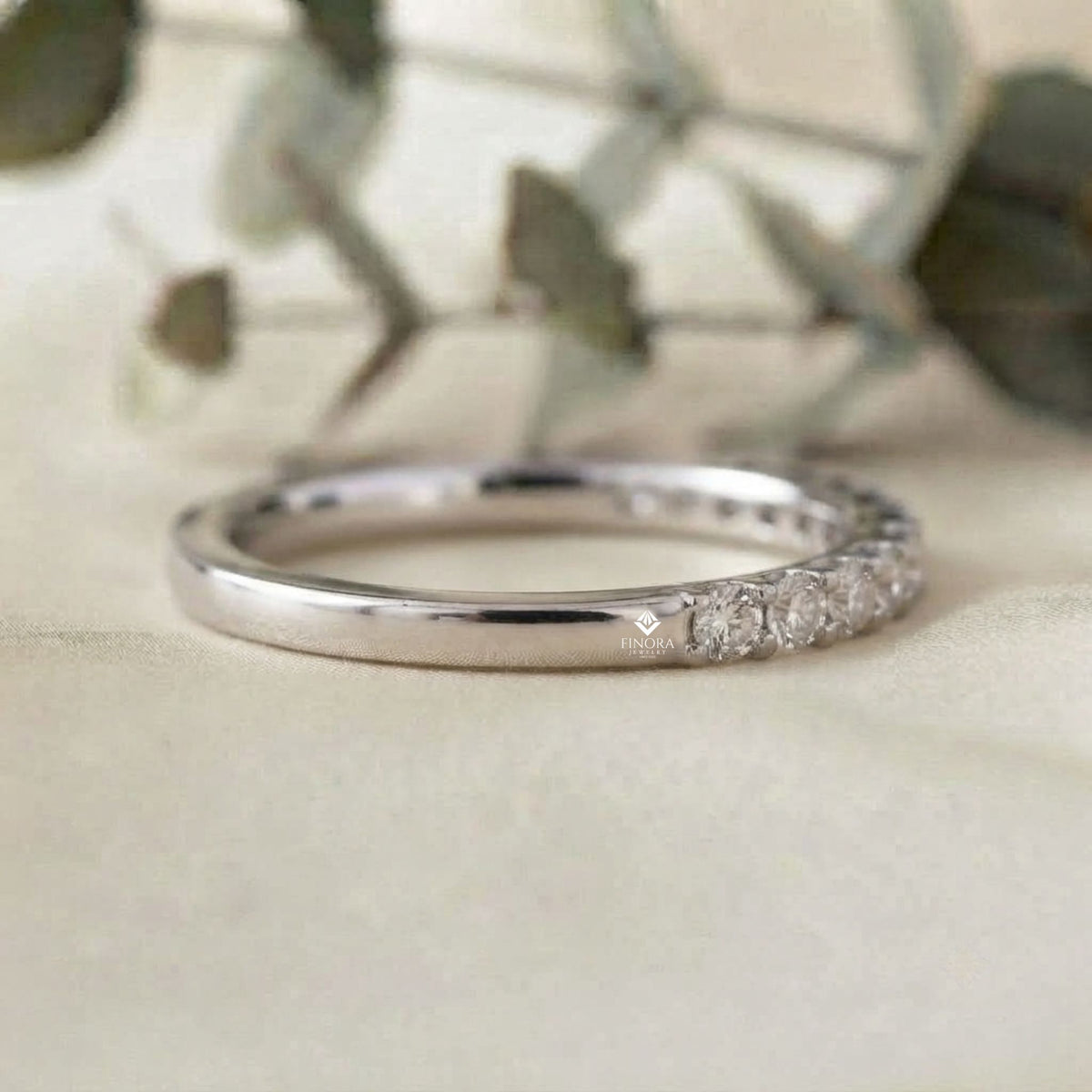 classic pavé diamond eternity band ring in 925 silver, 10k/14k gold (rose/white/yellow), & platinum – finora jewelry