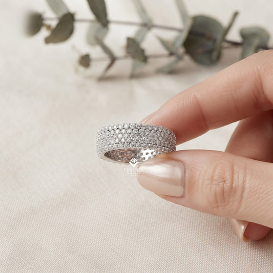 Five-Row Diamond Eternity Band – Bold Statement Wedding Ring – Finora Signature Radiance