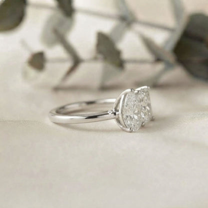 Two-Stone Pear & Princess Cut Diamond Ring – Dual Brilliance in 925 Silver, 10K / 14K Gold, or Platinum – Finora Symbolic Design of Love & Harmony – Meaningful Gift for Her