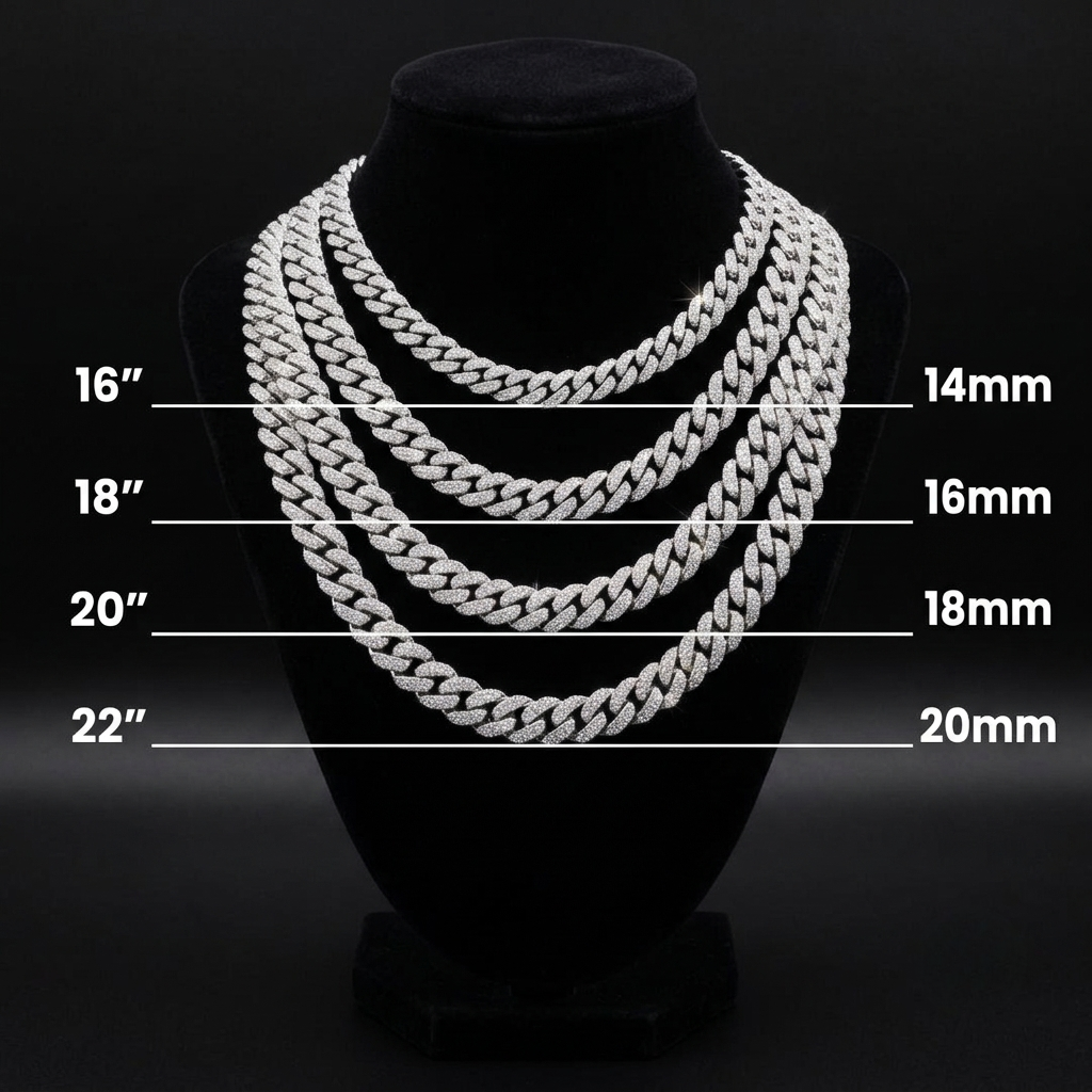 14mm moissanite silver miami cuban link chain - 22-inch heavyweight choker