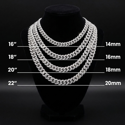 14mm Moissanite Silver Miami Cuban Link Chain - 22-Inch Heavyweight Choker
