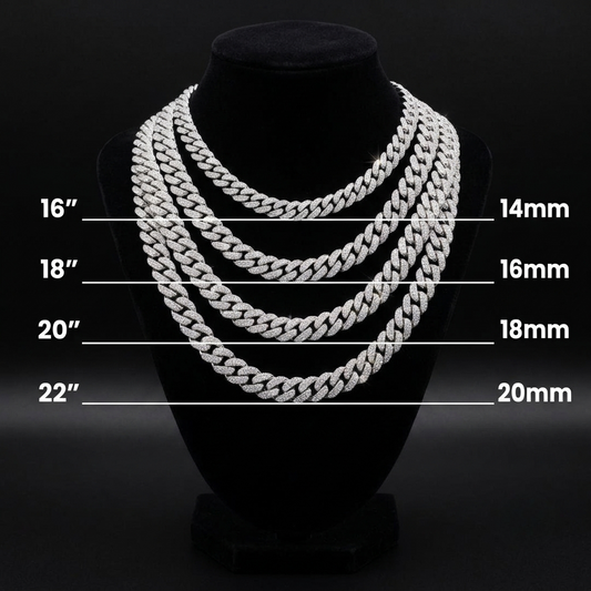 14mm Moissanite Silver Miami Cuban Link Chain - 22-Inch Heavyweight Choker