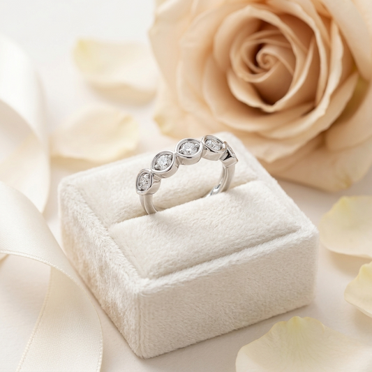 Marquise-Inspired Diamond Band – Available in 925 Silver, 10K/14K Gold (Rose/White/Yellow), & Platinum by Finora