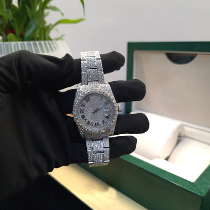 White Iced Out 36mm Women Watch – Bust Down Watch