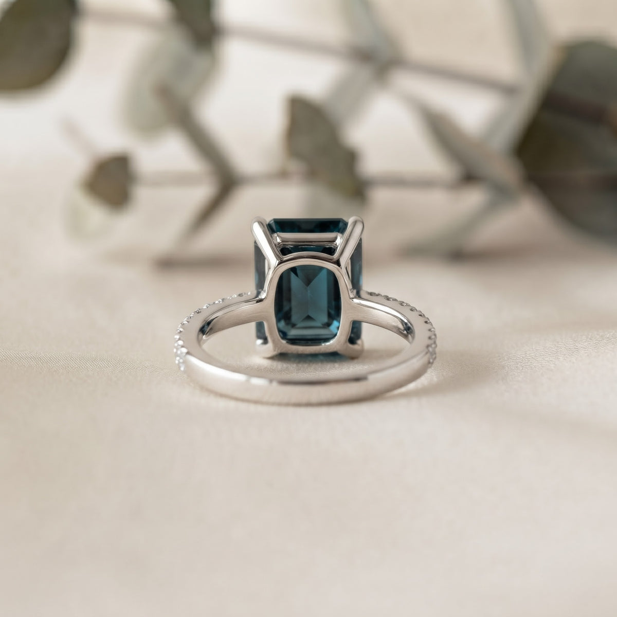 emerald gemstone bridal ring –  blue topaz solitaire – timeless engagement ring