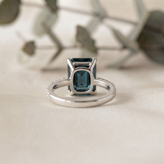 Emerald Gemstone Bridal Ring –  Blue Topaz Solitaire – Timeless Engagement Ring