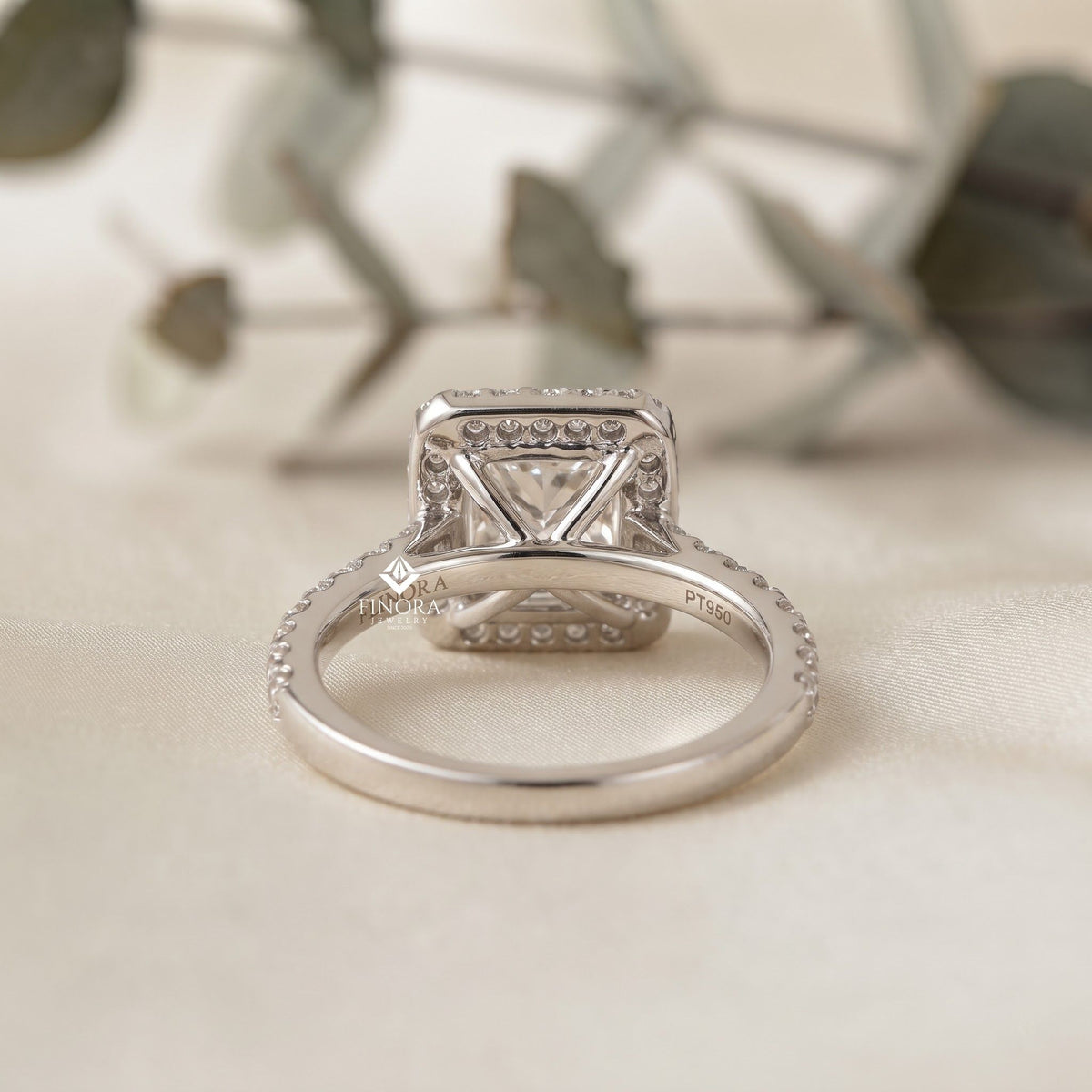 1.50 ct princess cut moissanite halo engagement ring in 925 silver / 10k & 14k gold