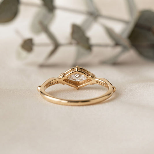 Dainty Solitaire Marquise Engagement Ring – Minimalist Bridal Ring