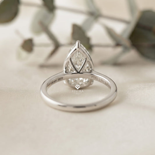 Pear Cut Moissanite Solitaire Engagement Ring – Teardrop Promise Ring for Her – 925 Silver / 10K & 14K Gold / Rose, Yellow, White Gold / Platinum | Finora Jewelry