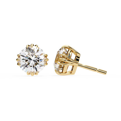 Timeless Radiance Round Moissanite Stud Earrings – Finora Jewelry