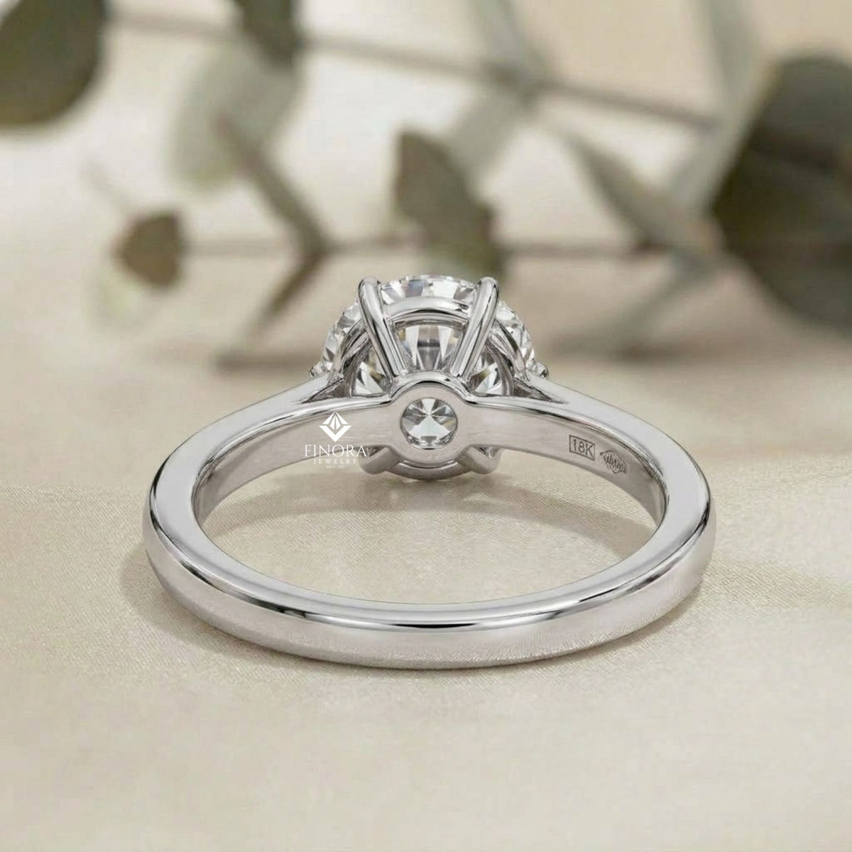 brilliant round cut engagement ring with pavé diamond band – ideal birthday gift or proposal ring – classic elegance in sterling silver, 10k/14k gold, or platinum – finora luxe edition
