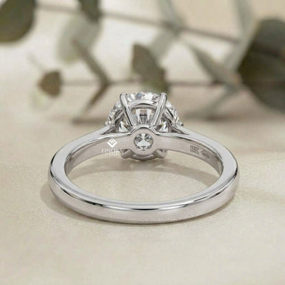 Brilliant Round Cut Engagement Ring with Pavé Diamond Band – Ideal Birthday Gift or Proposal Ring – Classic Elegance in Sterling Silver, 10K/14K Gold, or Platinum – Finora Luxe Edition