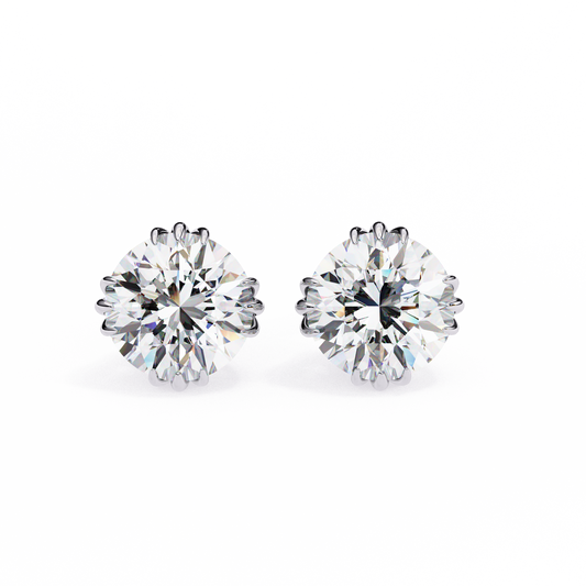 Timeless Radiance Round Moissanite Stud Earrings – Finora Jewelry